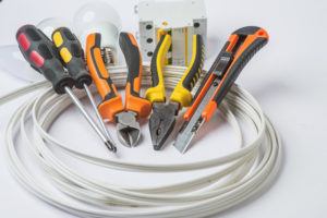 Electrician tools and wiring